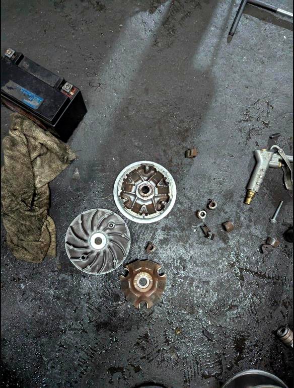 CVT variator disassembled for service at Boy Motorbike Phuket